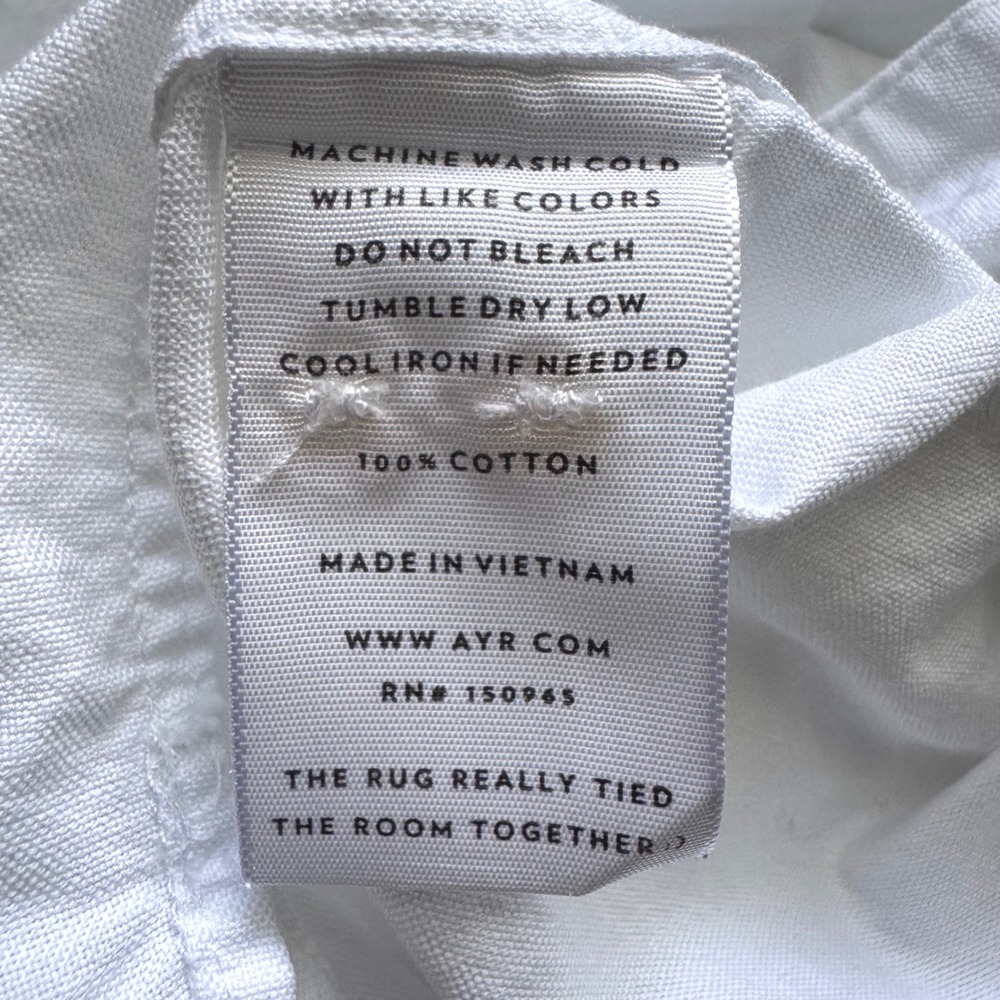 AYR The Tate Shirt Large White Cotton Oxford Stand Collar Oversized Minimalist - Picture 16 of 16